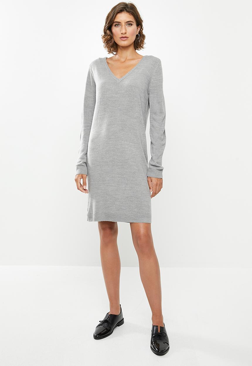 Jacqueline de Yong - Valley treats long sleeve dress - grey