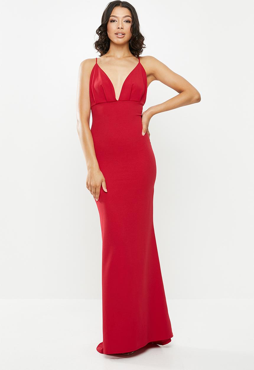 Missguided - Pleated bust fishtail maxi dress - red