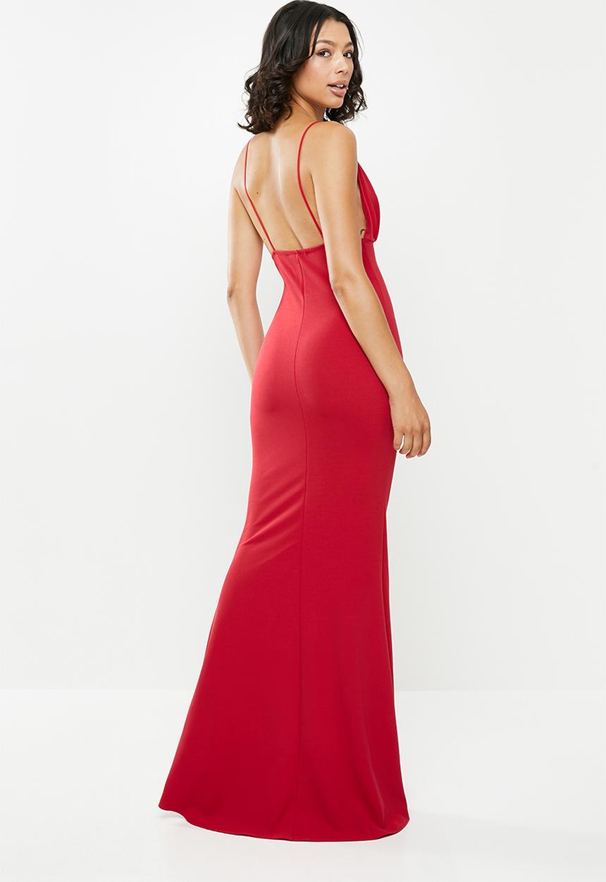 Missguided - Pleated bust fishtail maxi dress - red
