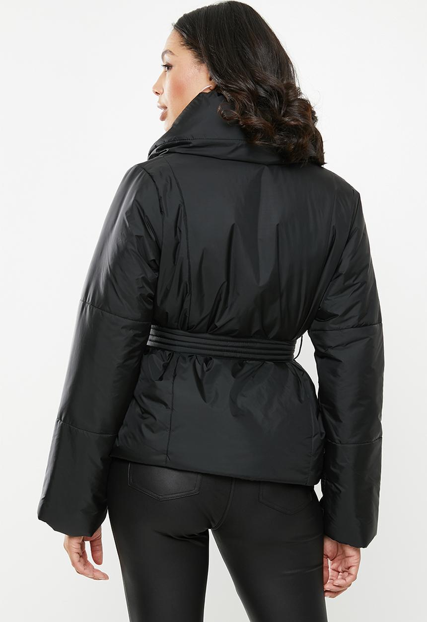 Missguided - Wrap puffer jacket - black