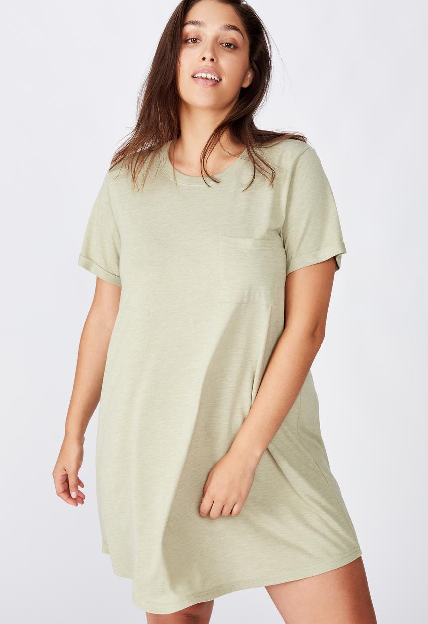 Cotton On - Curve relaxed tee dress - green 