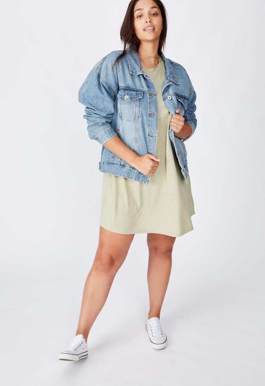 Cotton On - Curve relaxed tee dress - green 
