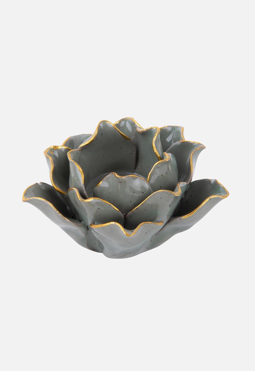 Present Time - Flower tealight holder - green