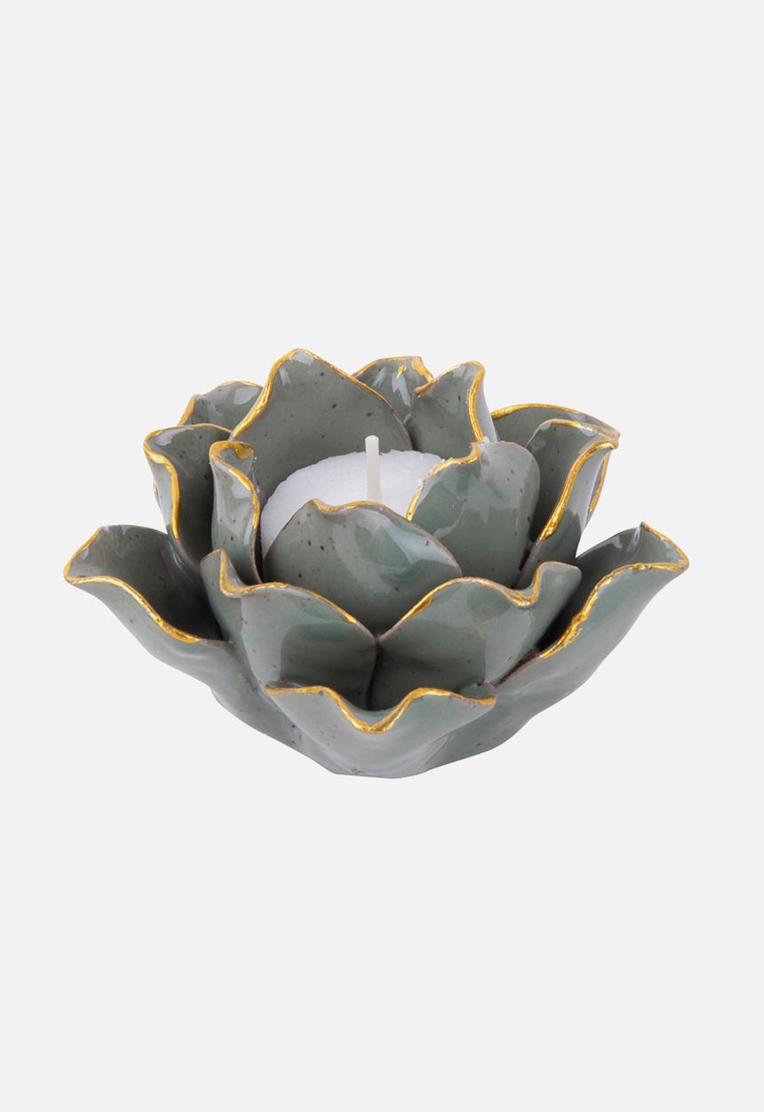 Present Time - Flower tealight holder - green