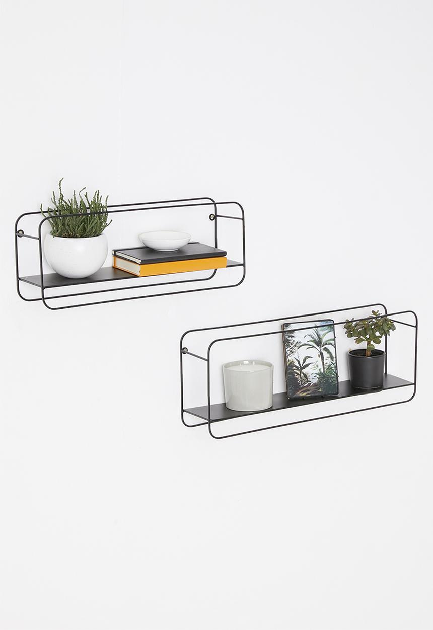 H&S - Metal wall rack set of 2 - black