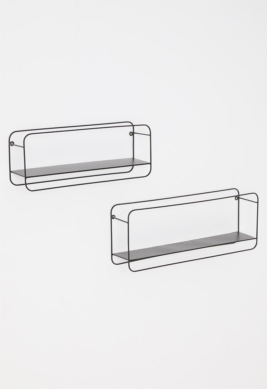 H&S - Metal wall rack set of 2 - black