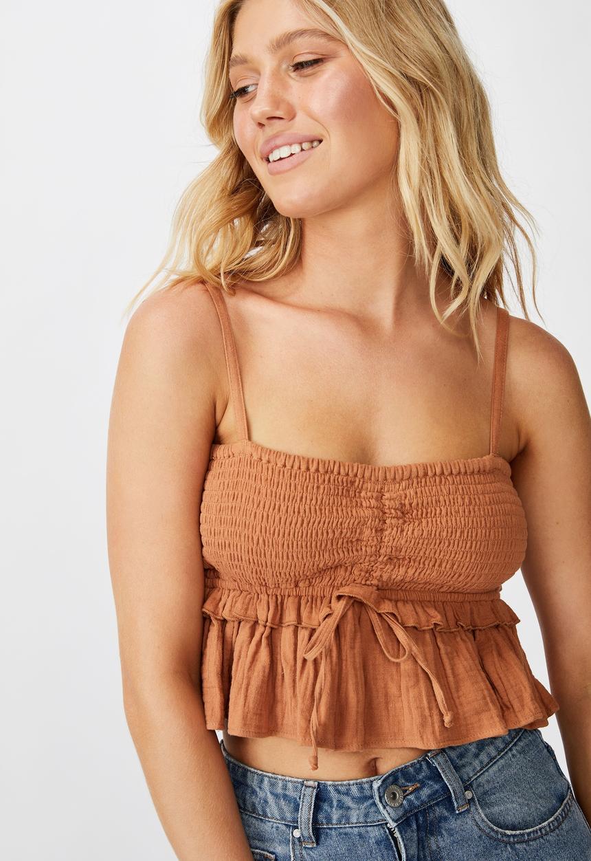 Cotton On - Gypsy shirred rouched bandeau - rust