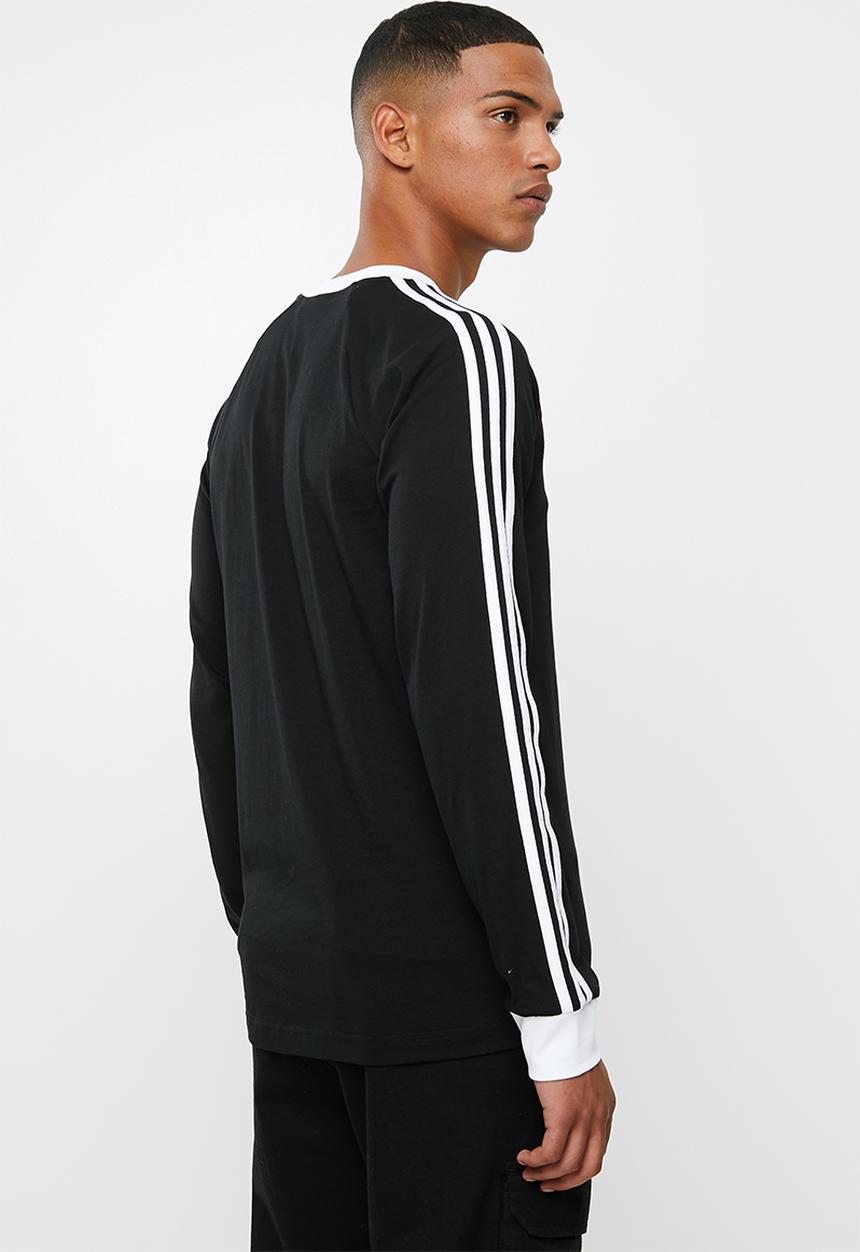 adidas Originals - 3 Stripe long sleeve tee - black & white