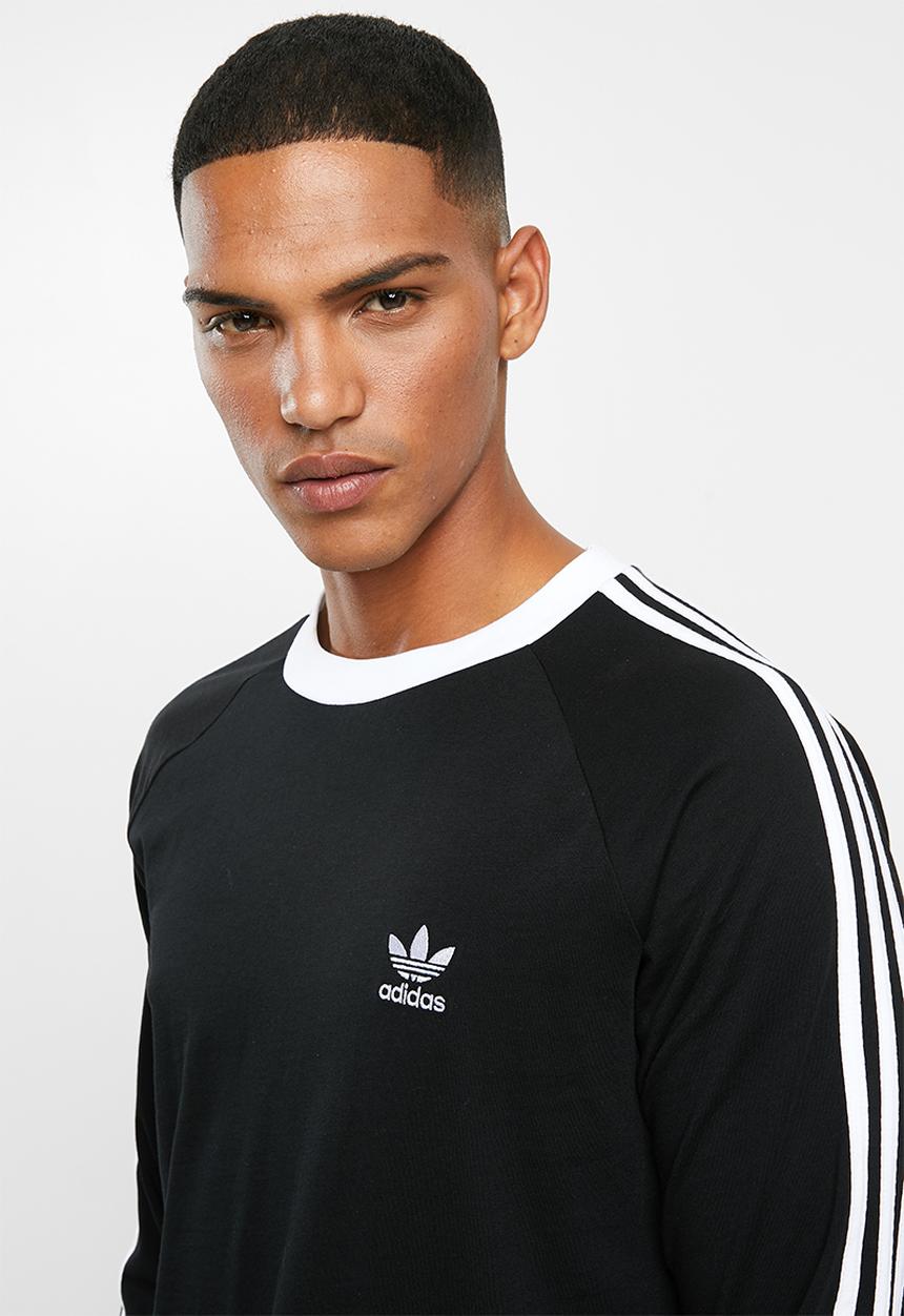 adidas Originals - 3 Stripe long sleeve tee - black & white