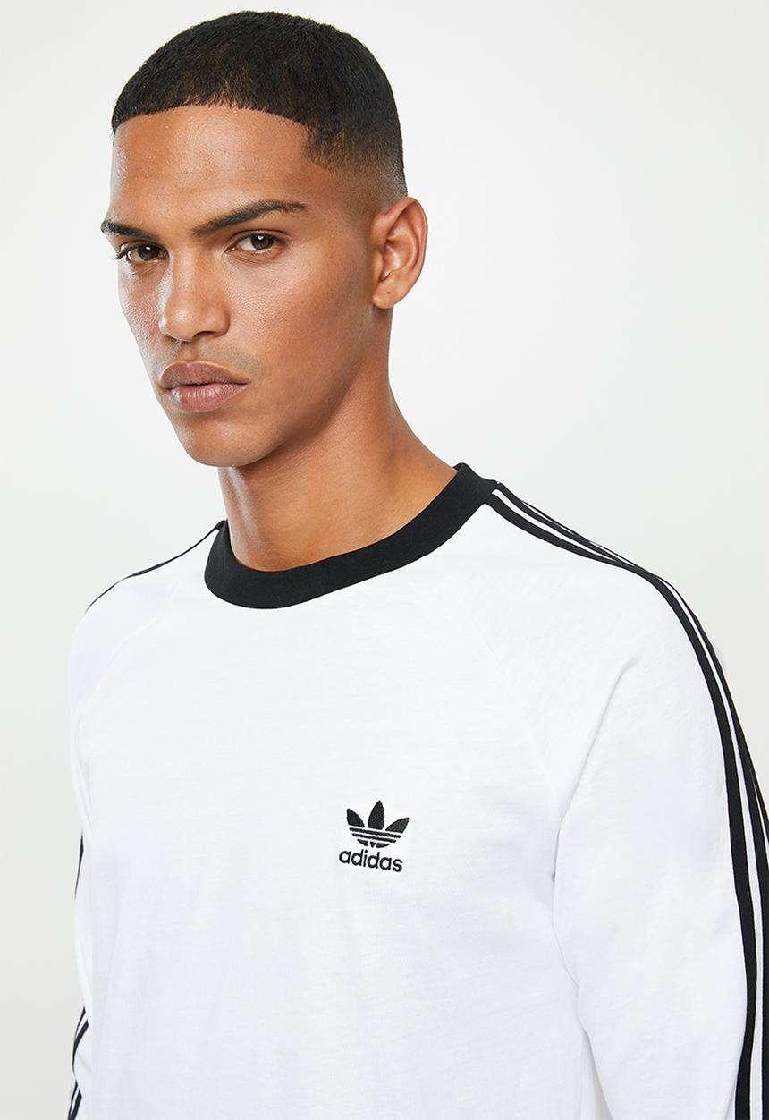 adidas Originals - 3 Stripe long sleeve tee - white & black
