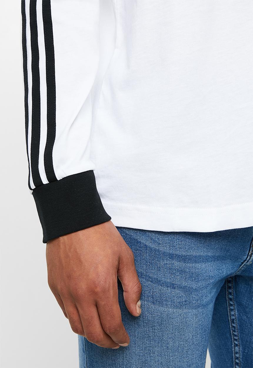adidas Originals - 3 Stripe long sleeve tee - white & black