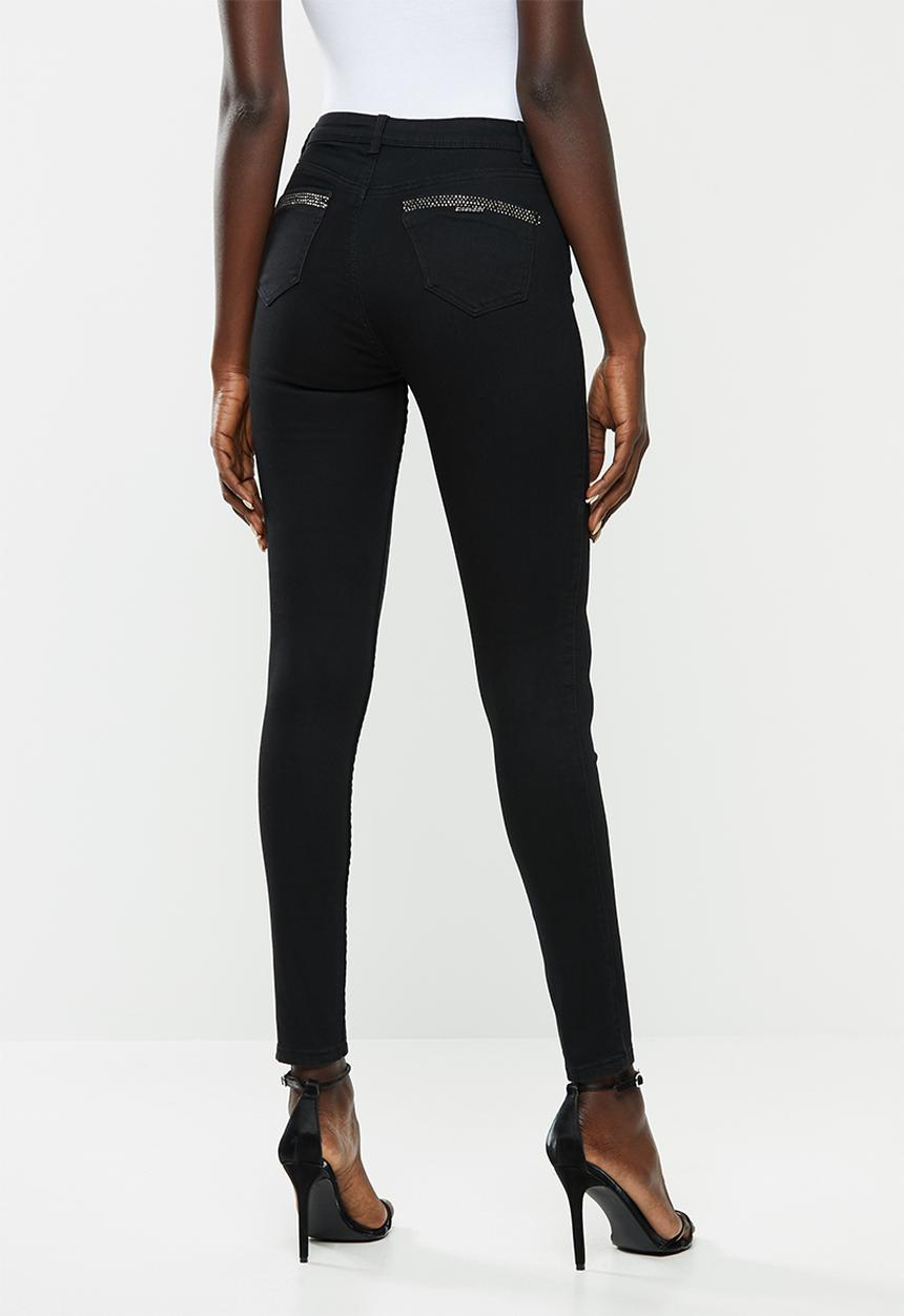 SISSY BOY - Axel mid waist skinny with pocket bling - black