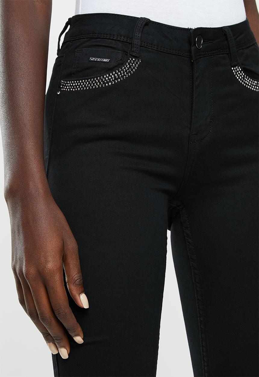 SISSY BOY - Axel mid waist skinny with pocket bling - black