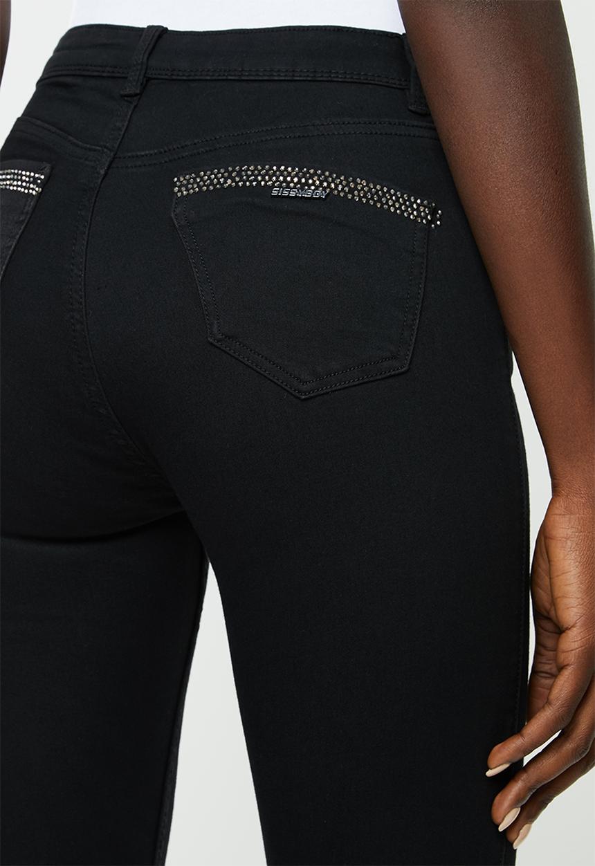 SISSY BOY - Axel mid waist skinny with pocket bling - black