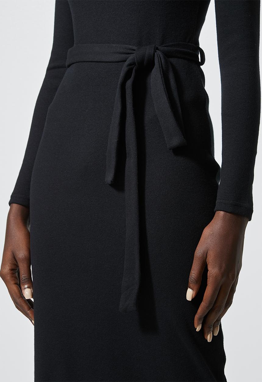 Superbalist - Rib belted bodycon dress - black