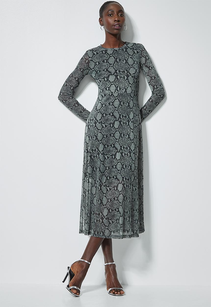 Superbalist - Mesh fit & flare dress - black & grey