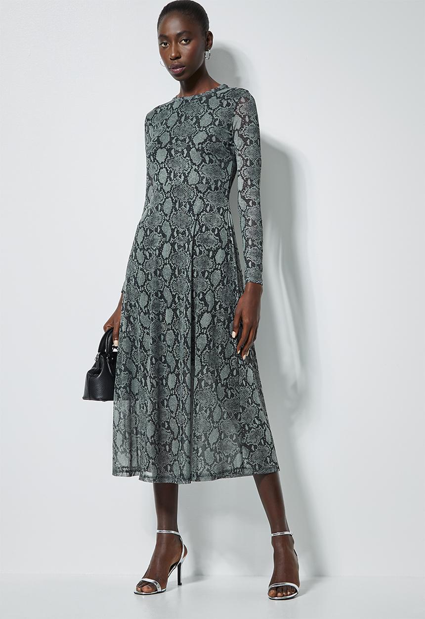 Superbalist - Mesh fit & flare dress - black & grey