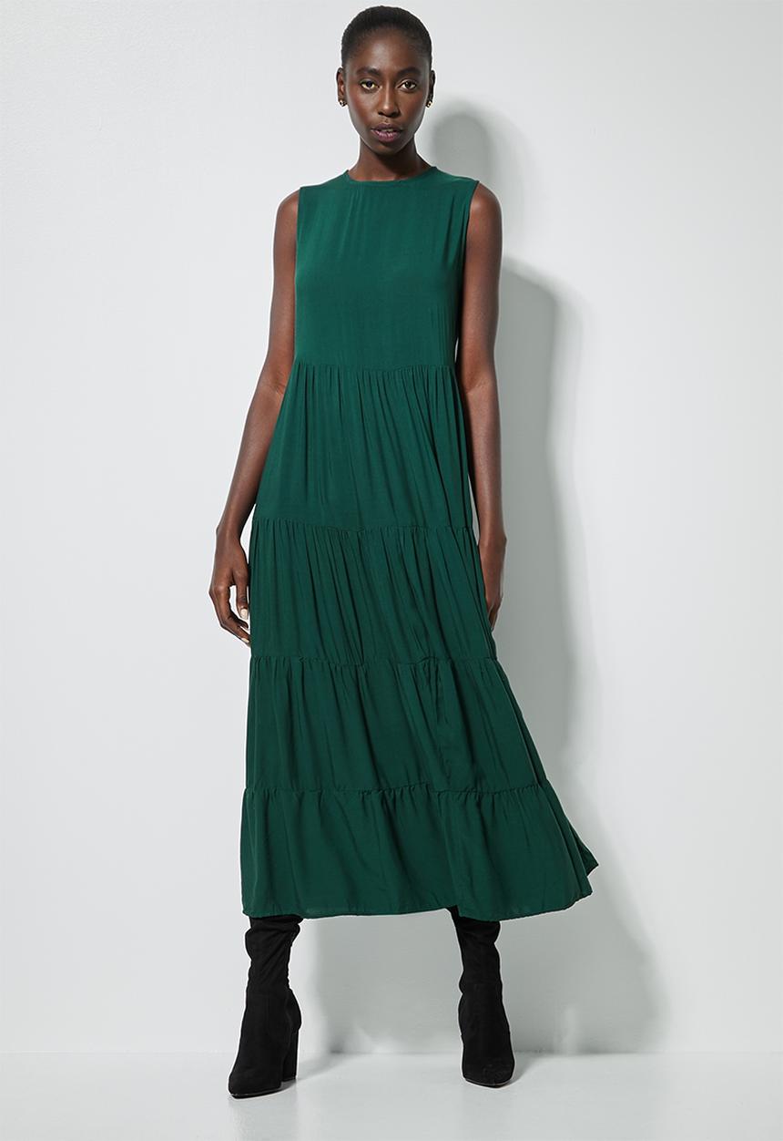 Superbalist - Sleeveless tiered dress - green