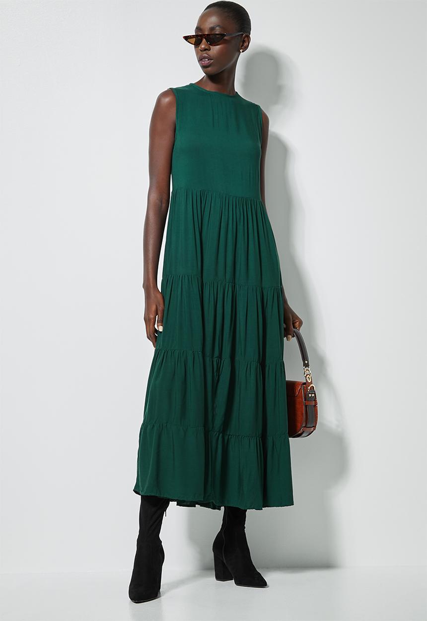Superbalist - Sleeveless tiered dress - green