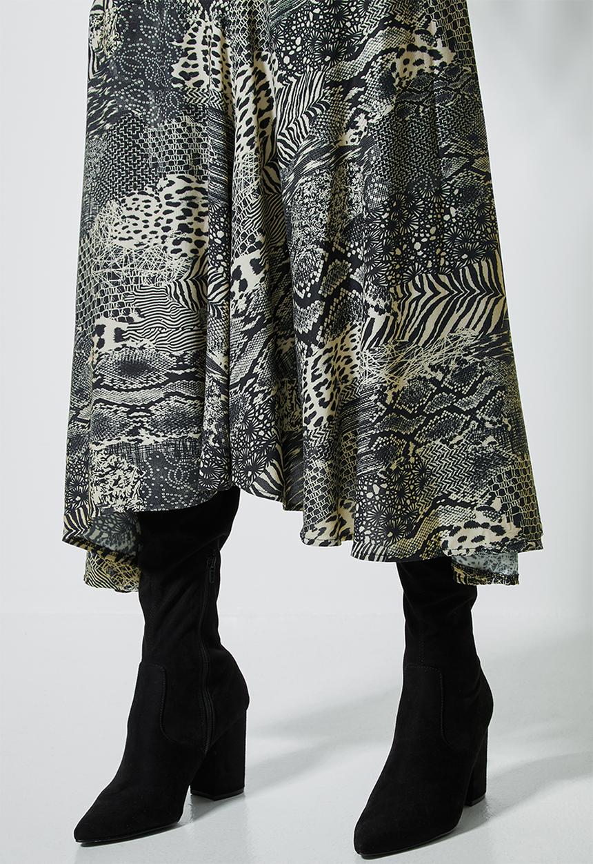 Superbalist - Elasticated midi skirt - black & neutral