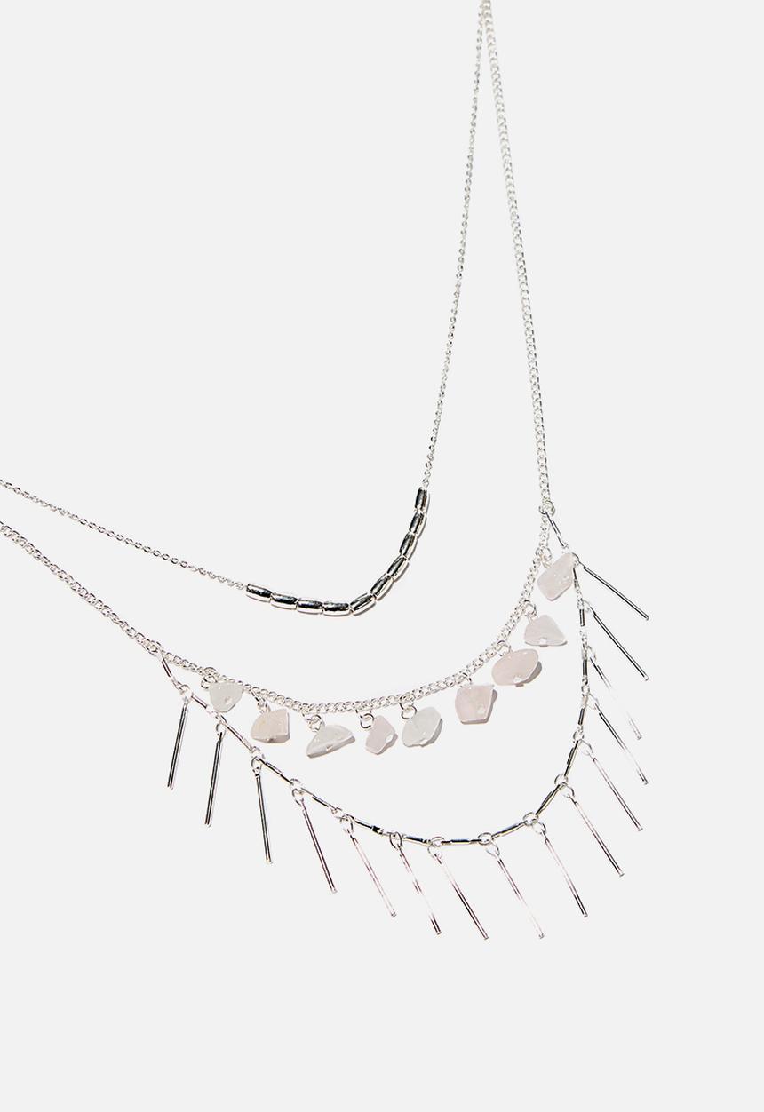 Rubi - Endless love trinkets necklace - silver & pink