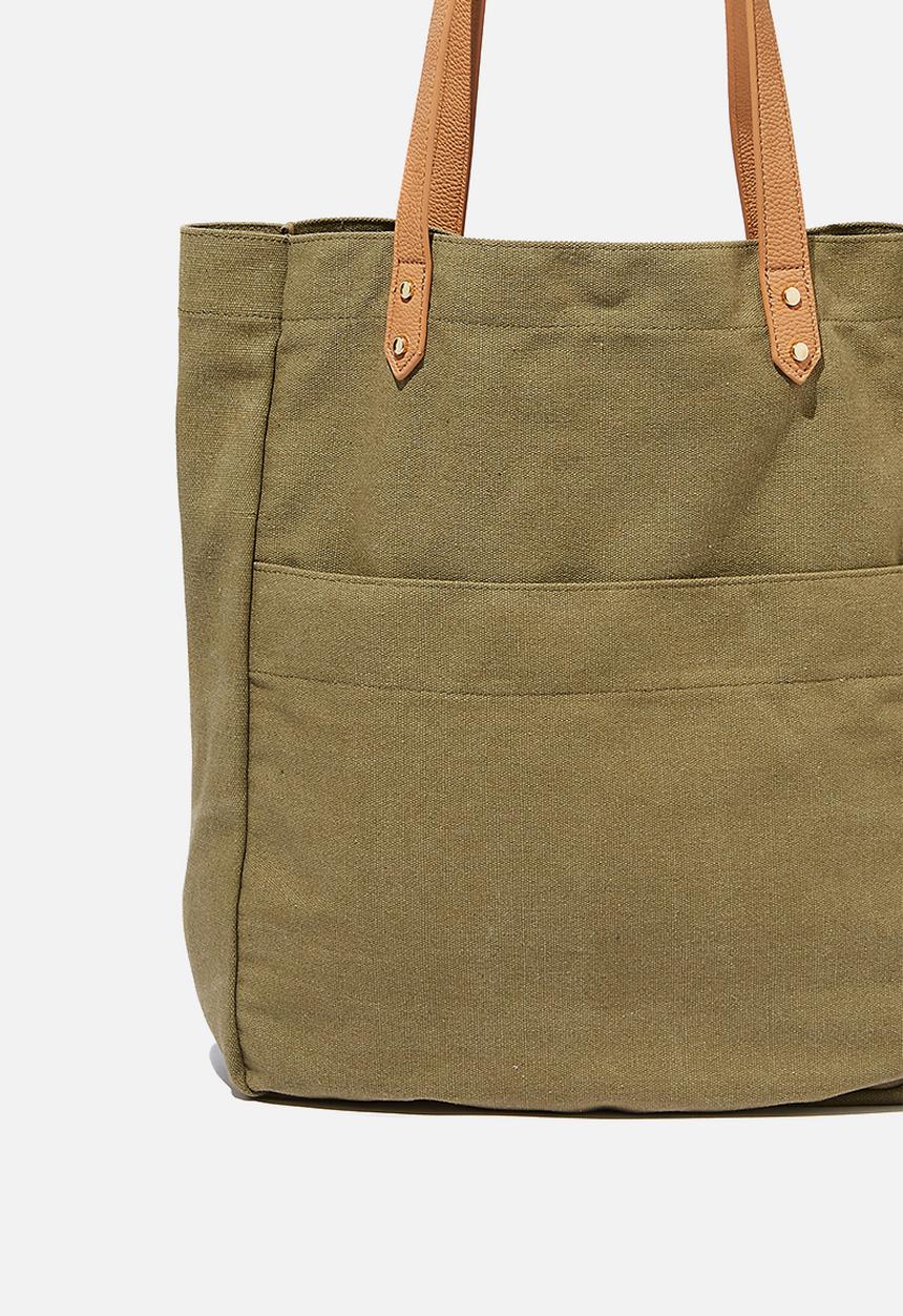 Rubi - Olive carryall tote bag - khaki