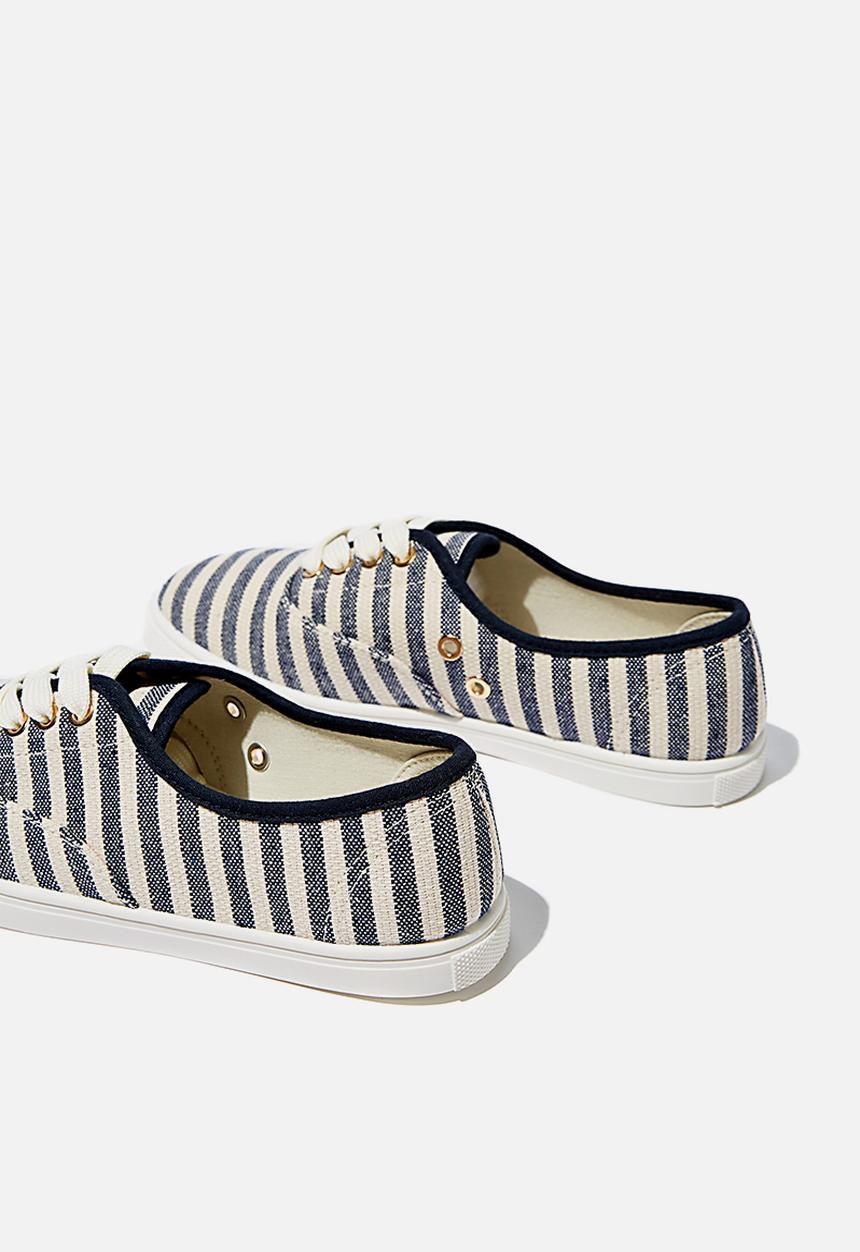 Cotton On - Juno plimsoll - navy texture stripe