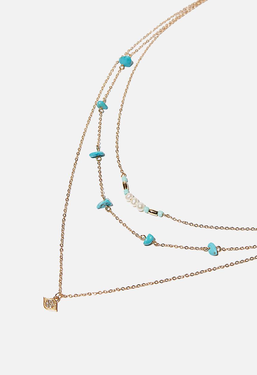 Rubi - Summer charm trinkets necklace  - gold & blue