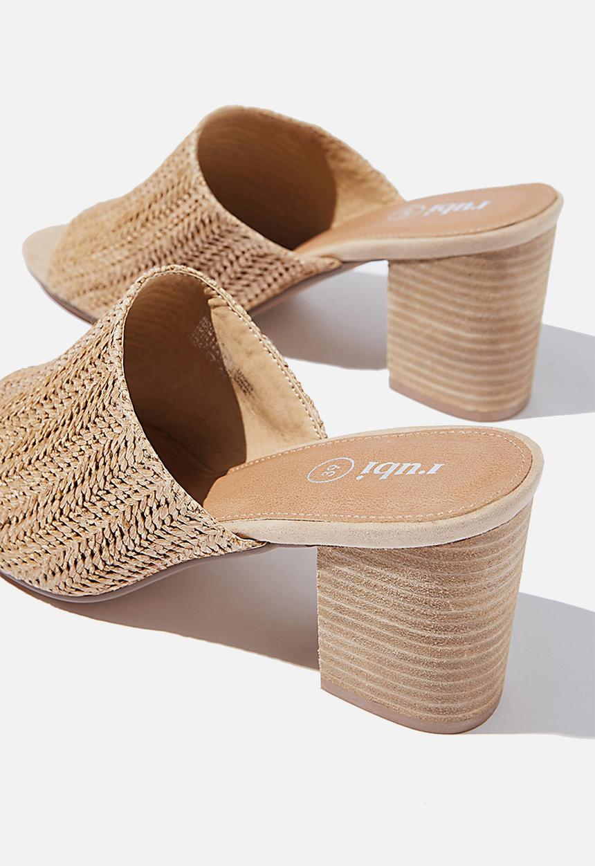 Cotton On - Colette heeled mule - natural raffia
