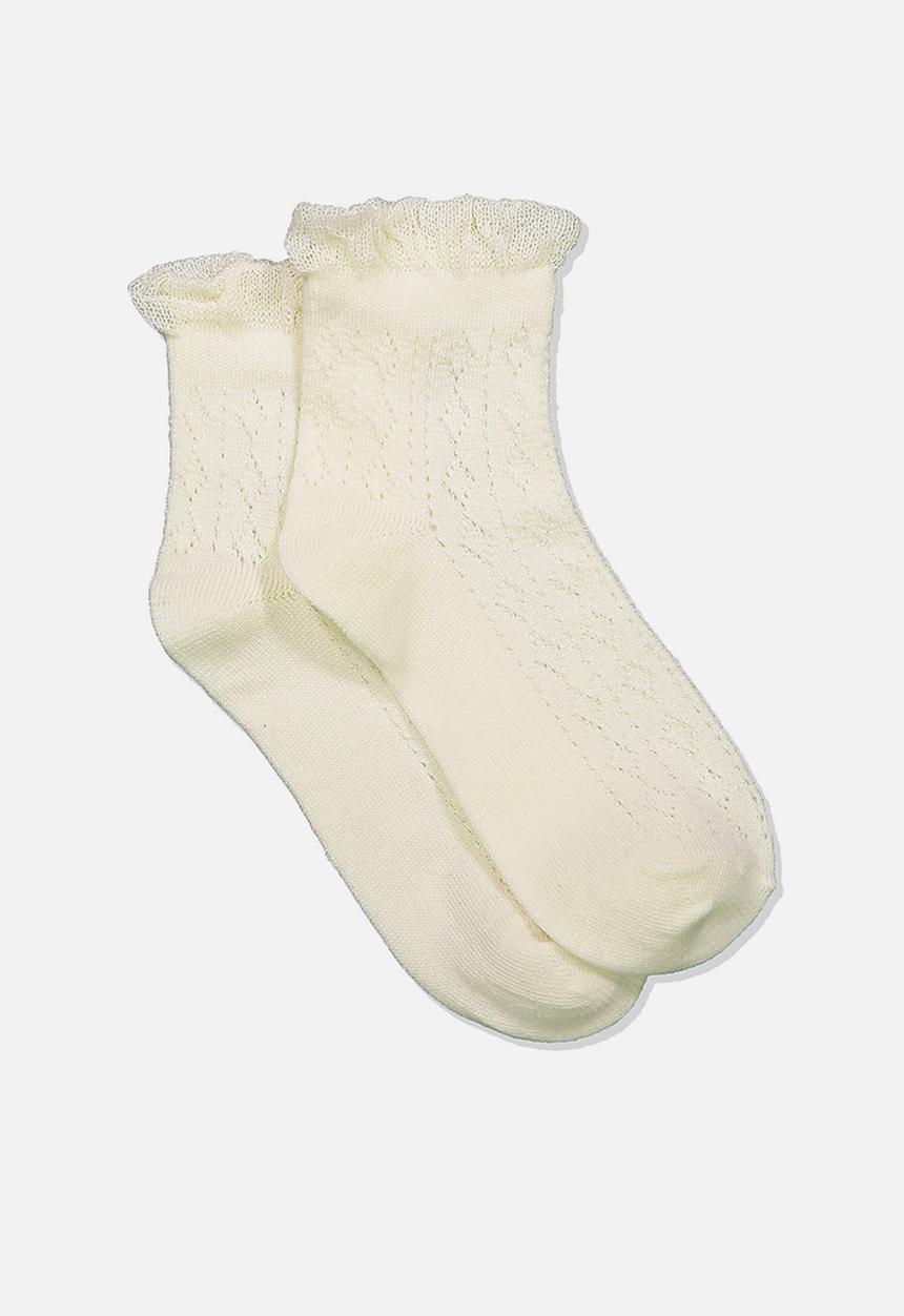 Cotton On - Fancy quarter crew socks - cream
