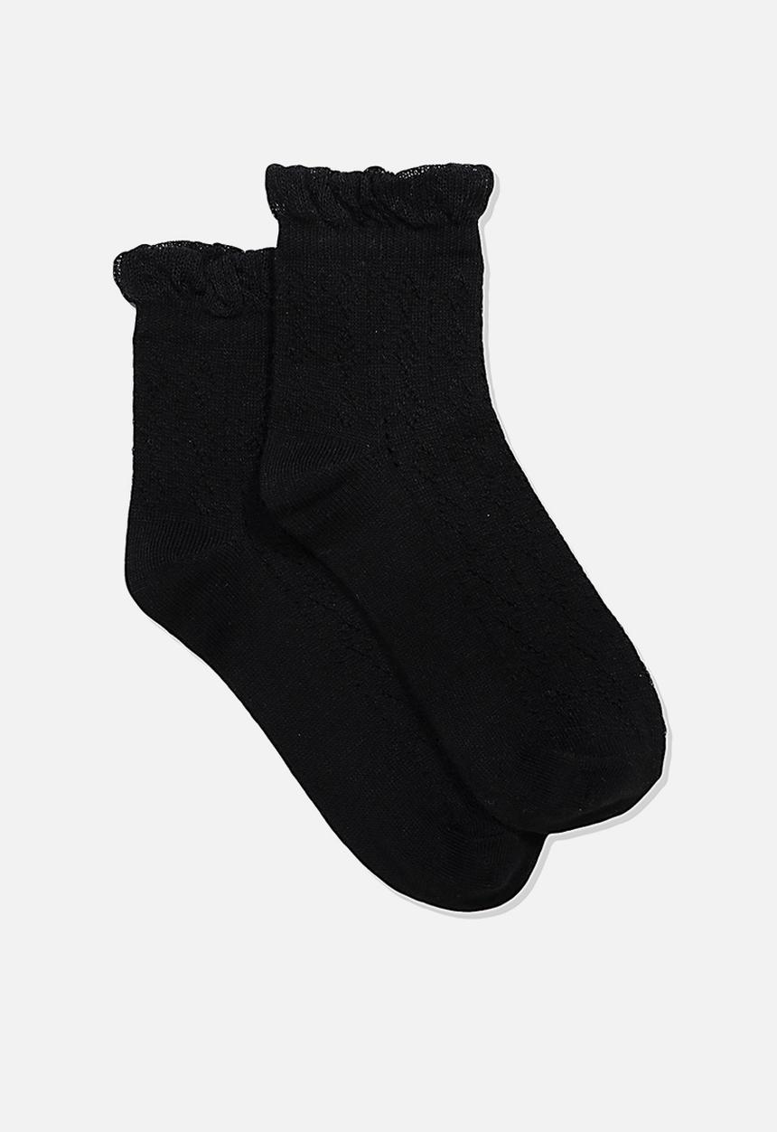 Cotton On - Fancy quarter crew socks - black 