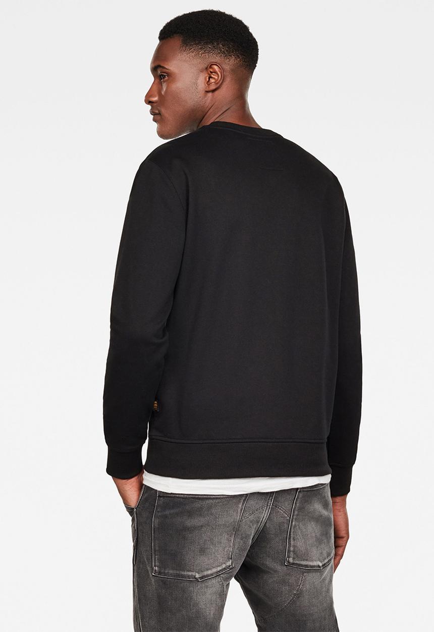 G-STAR - Embro paneled round neck sweater - black