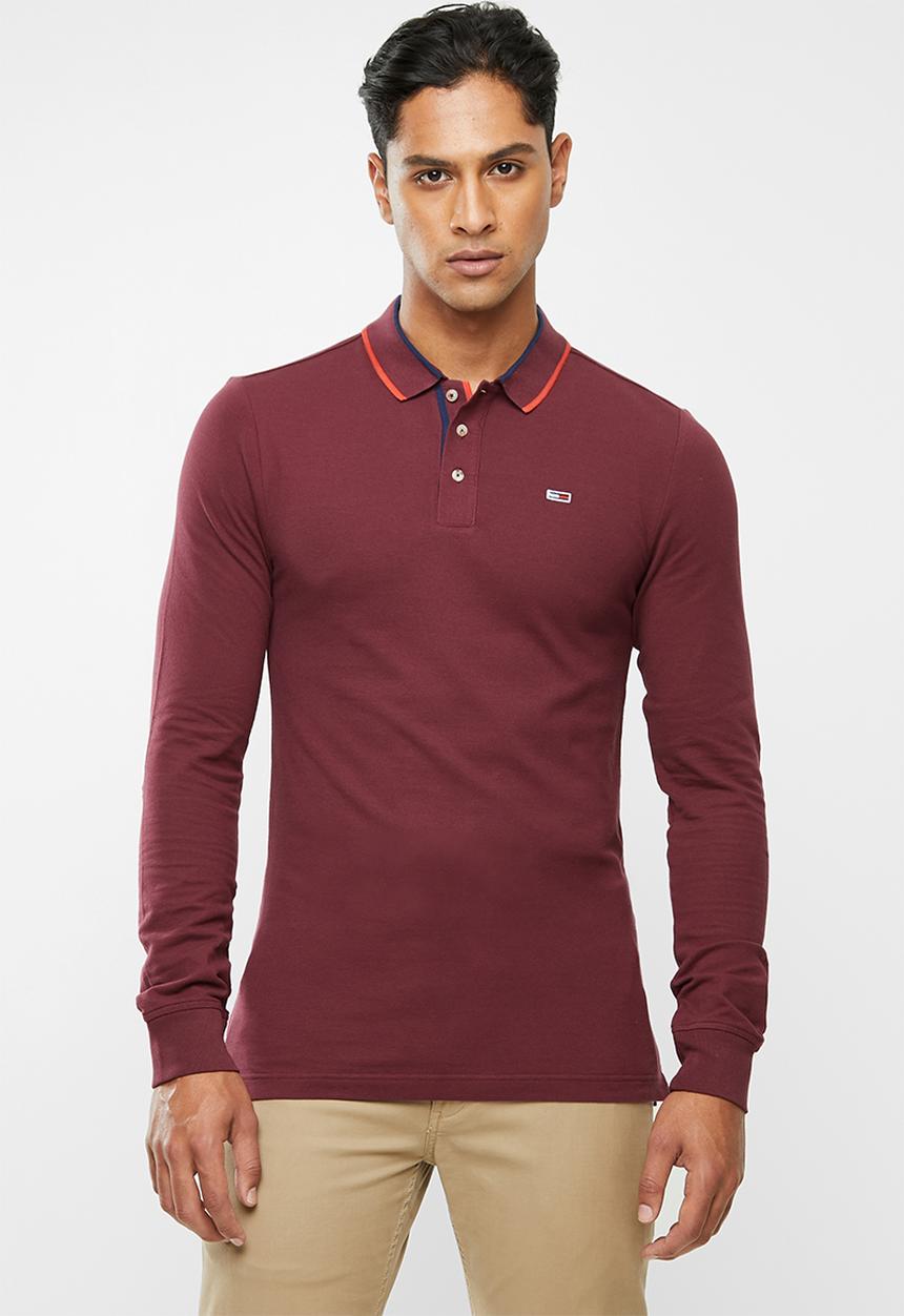 Tommy Hilfiger - Tjm stretch slim long sleeve polo - burgundy