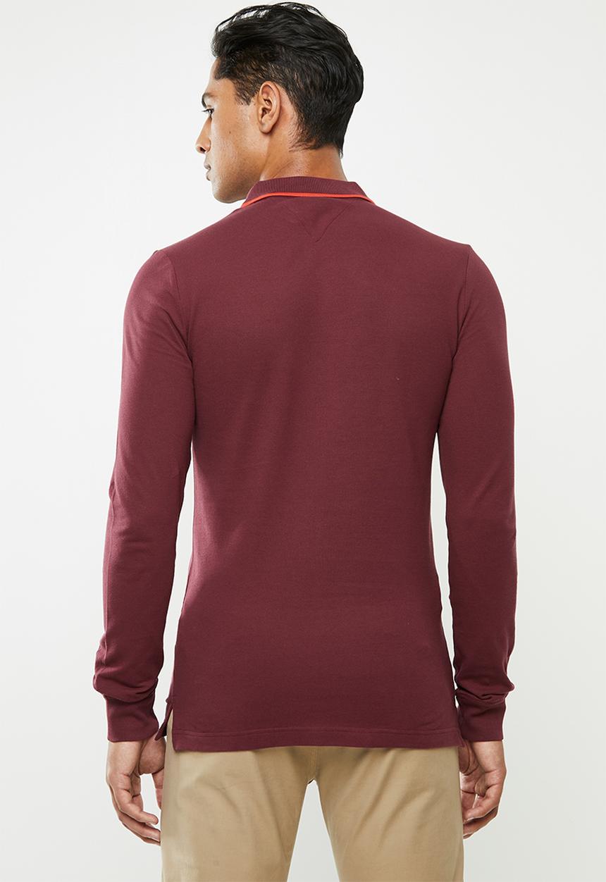 Tommy Hilfiger - Tjm stretch slim long sleeve polo - burgundy