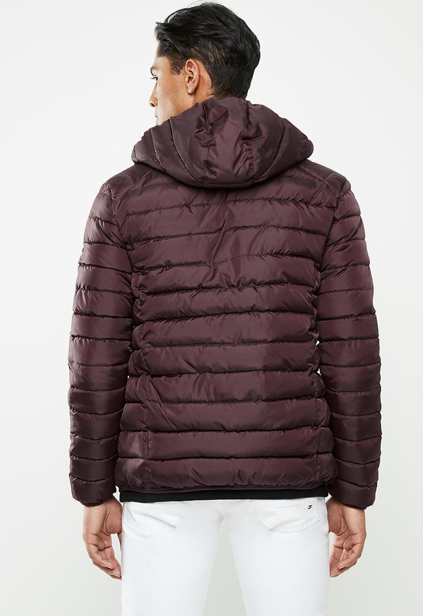 Only & Sons - Liner puff hood jacket - burgundy 