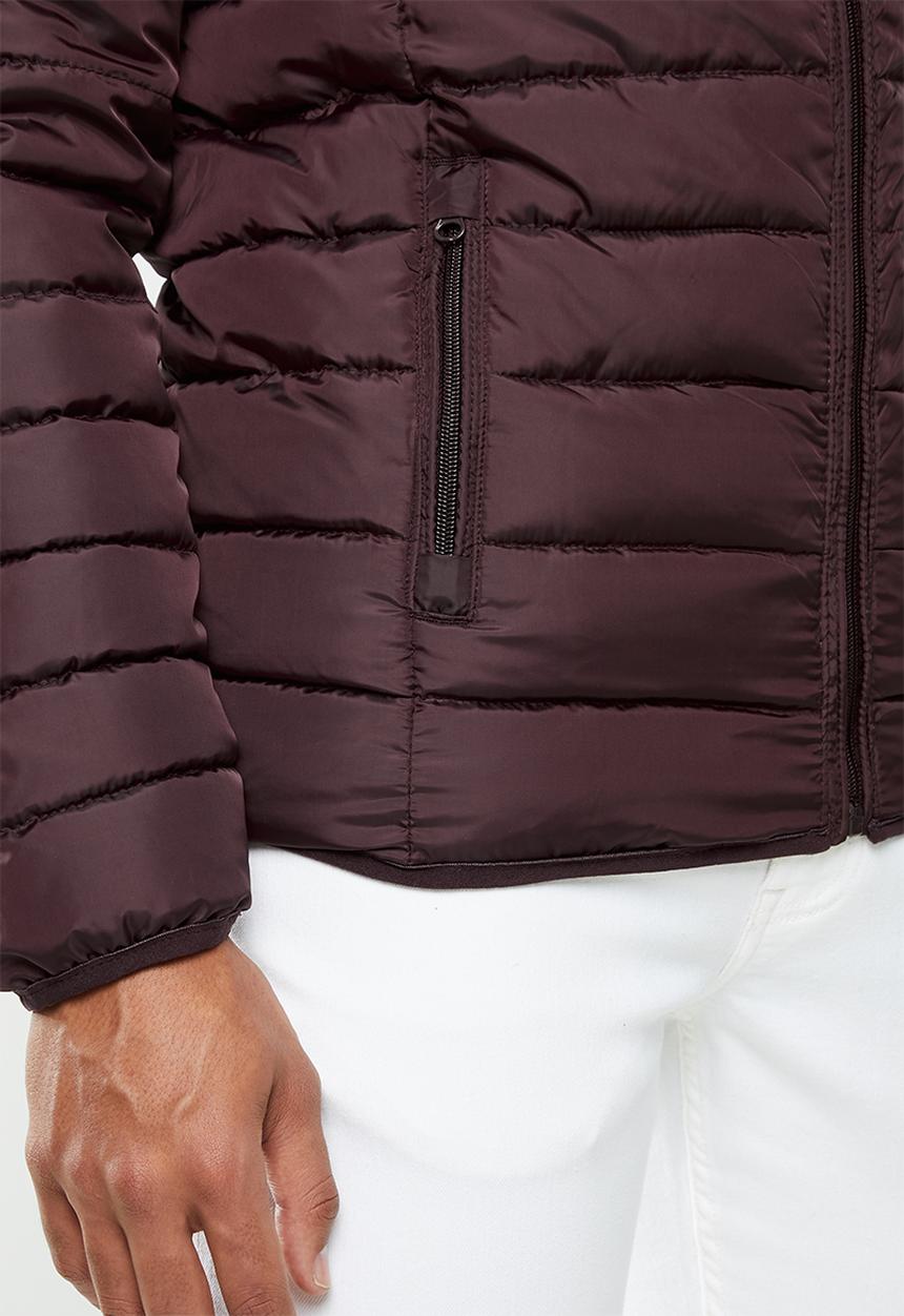 Only & Sons - Liner puff hood jacket - burgundy 