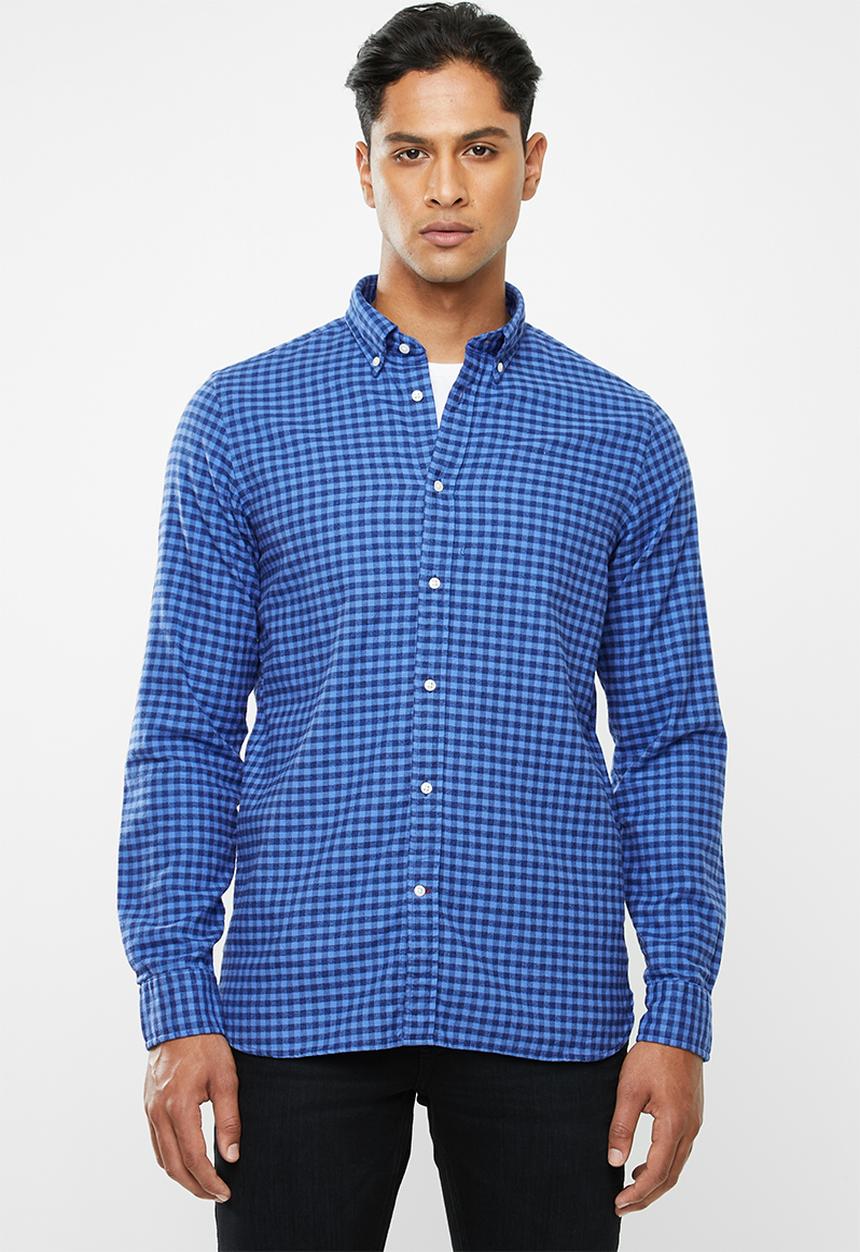 Tommy Hilfiger - Slim global stripe gingham shirt - blue