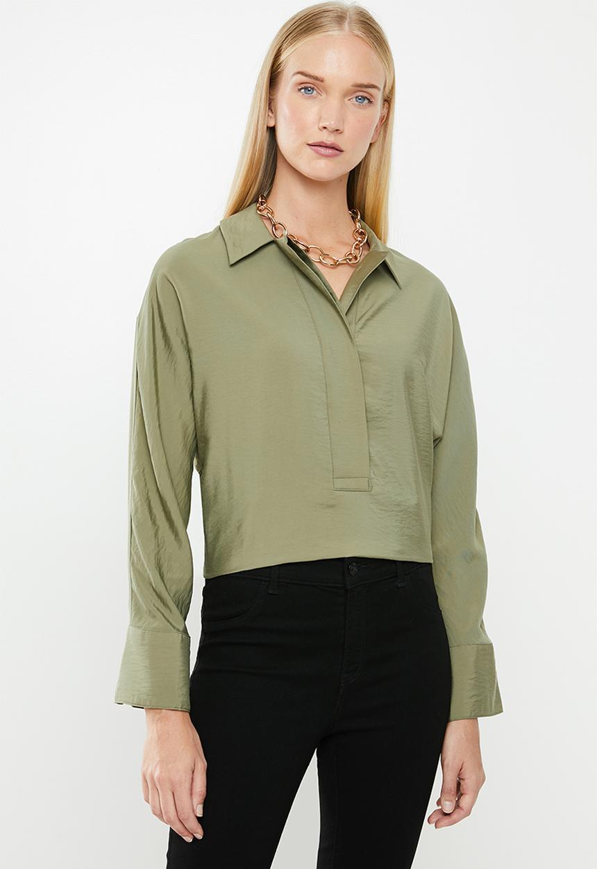 MANGO - Aloe long sleeve shirt - khaki
