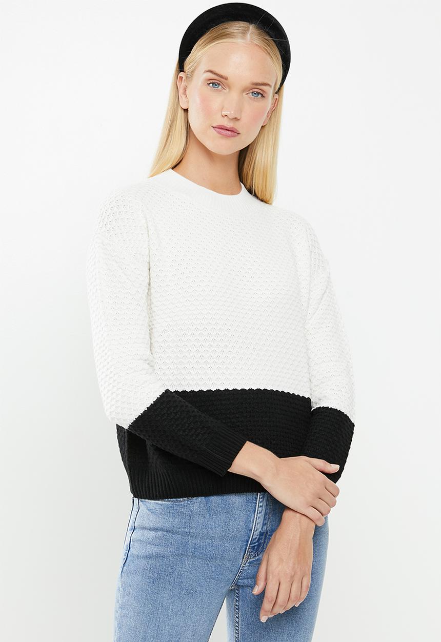 MANGO - Miriam knit sweater - white & black