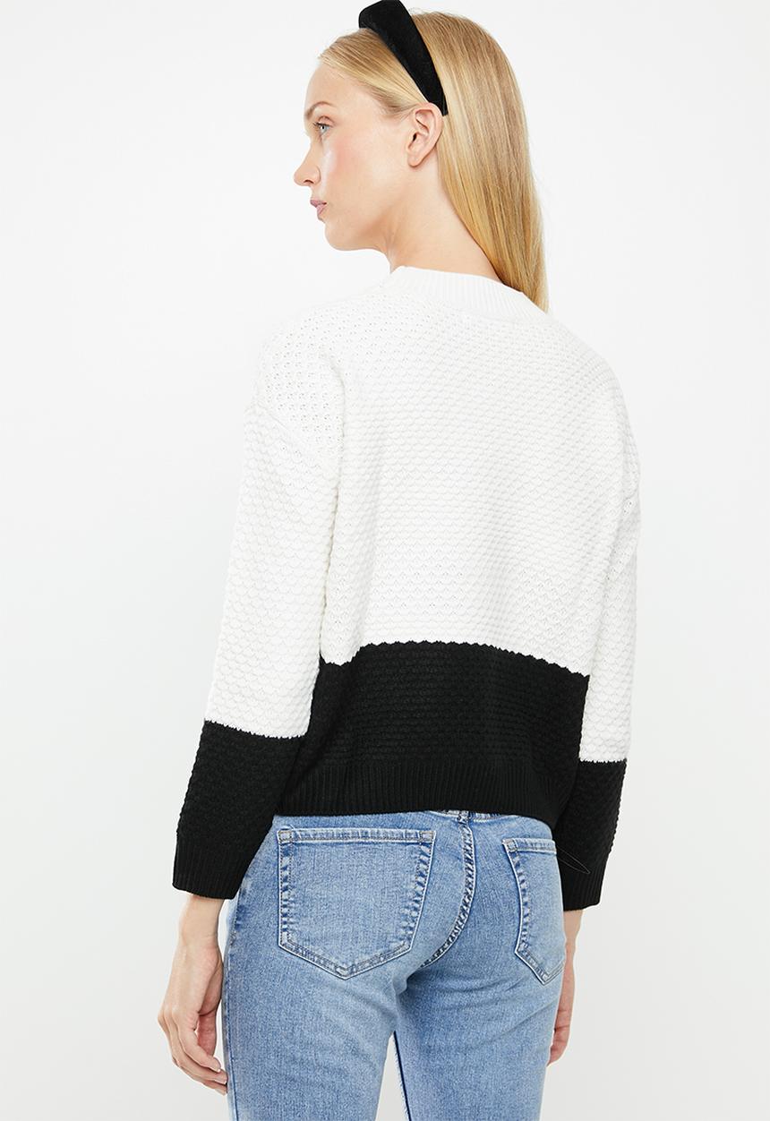 MANGO - Miriam knit sweater - white & black