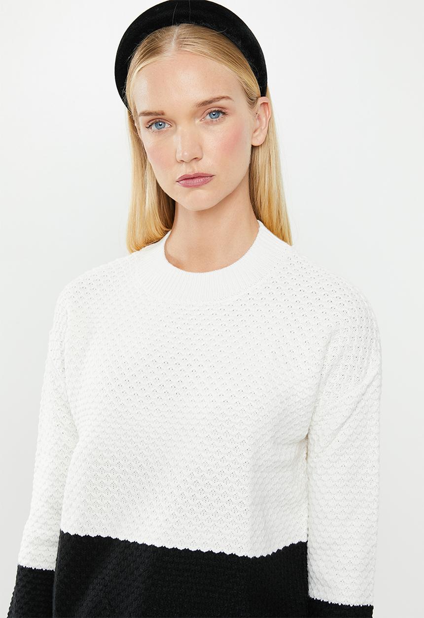 MANGO - Miriam knit sweater - white & black
