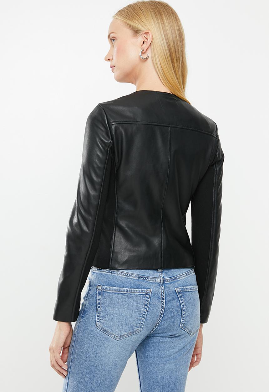 MANGO - Felipa leather jacket - black