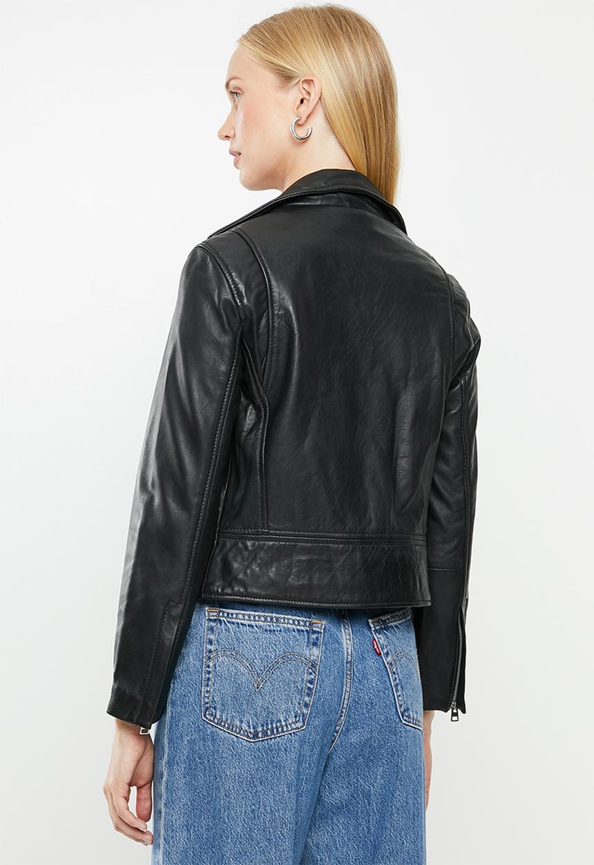 MANGO - Perfect leather biker jacket - black
