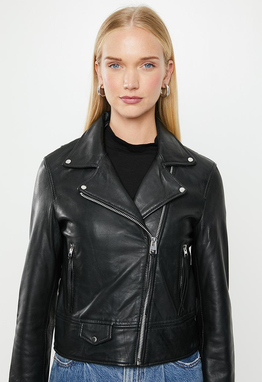 MANGO - Perfect leather biker jacket - black