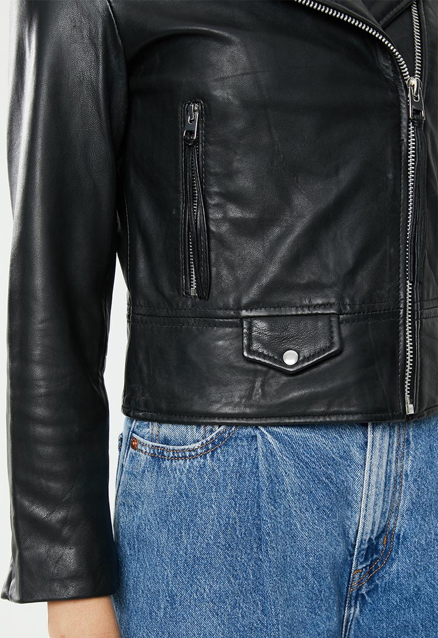 MANGO - Perfect leather biker jacket - black