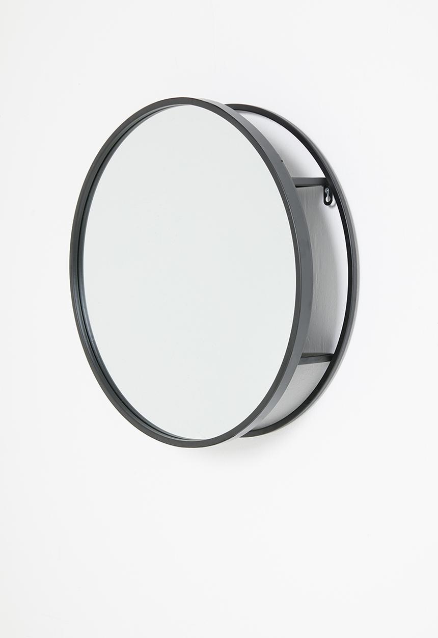 Bathroom Solutions - Circle storage mirror - black