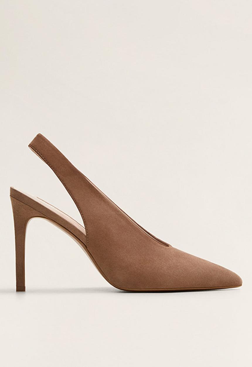 MANGO - Pica1 suede heel - brown