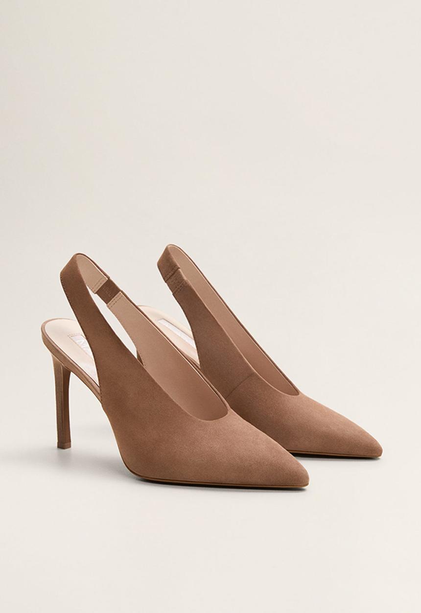 MANGO - Pica1 suede heel - brown