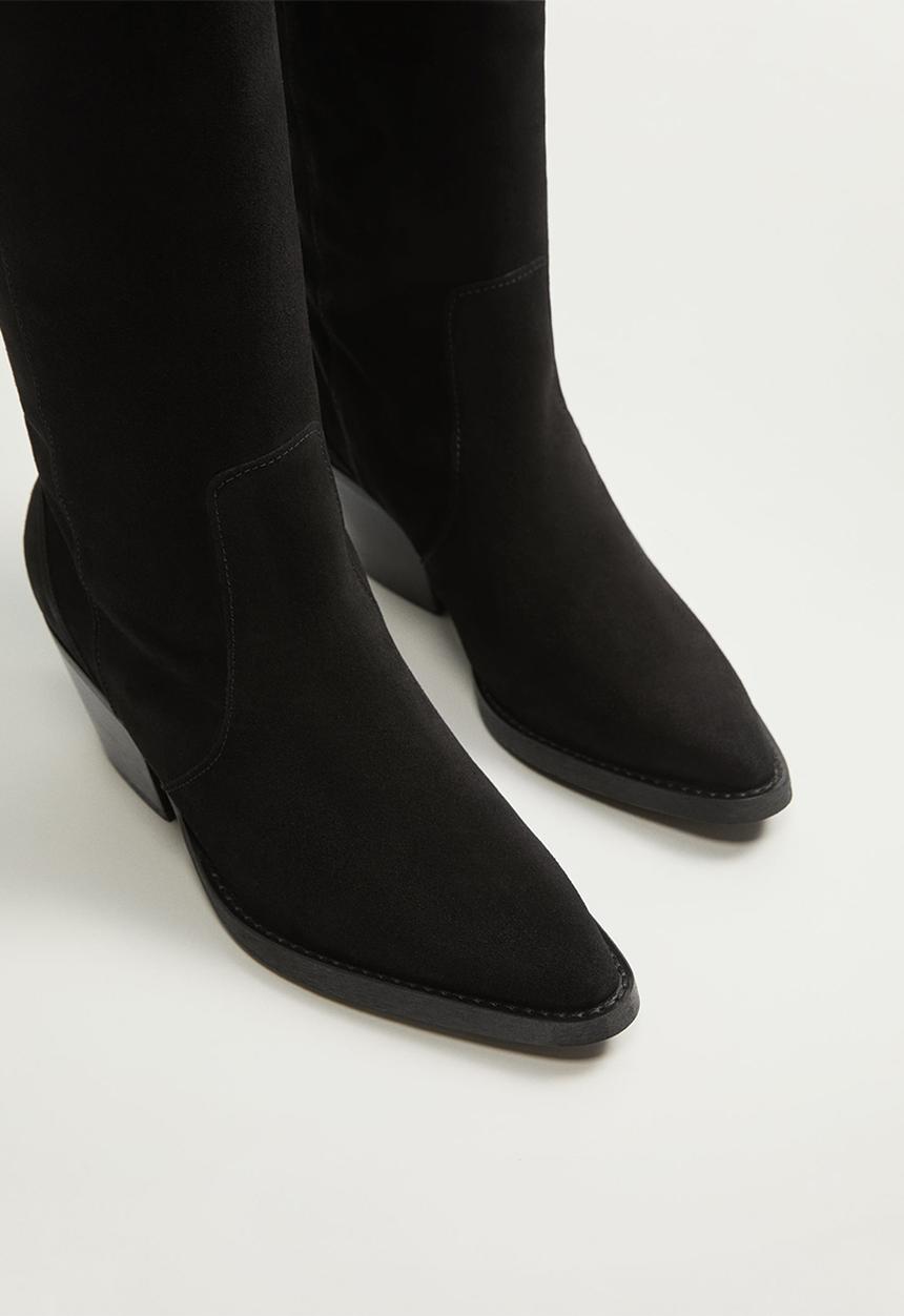 MANGO - Mountain suede boot - black