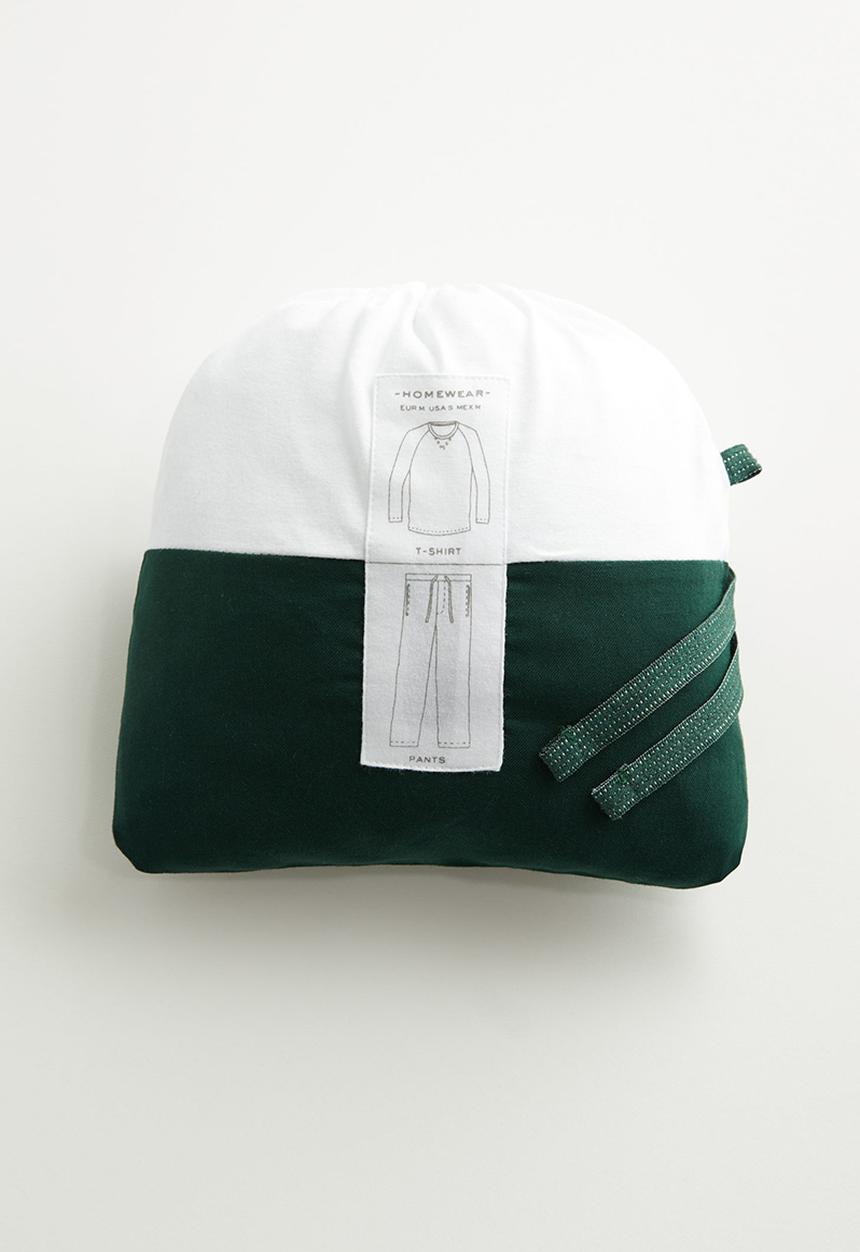 MANGO - Piliso pyjama set - green & white